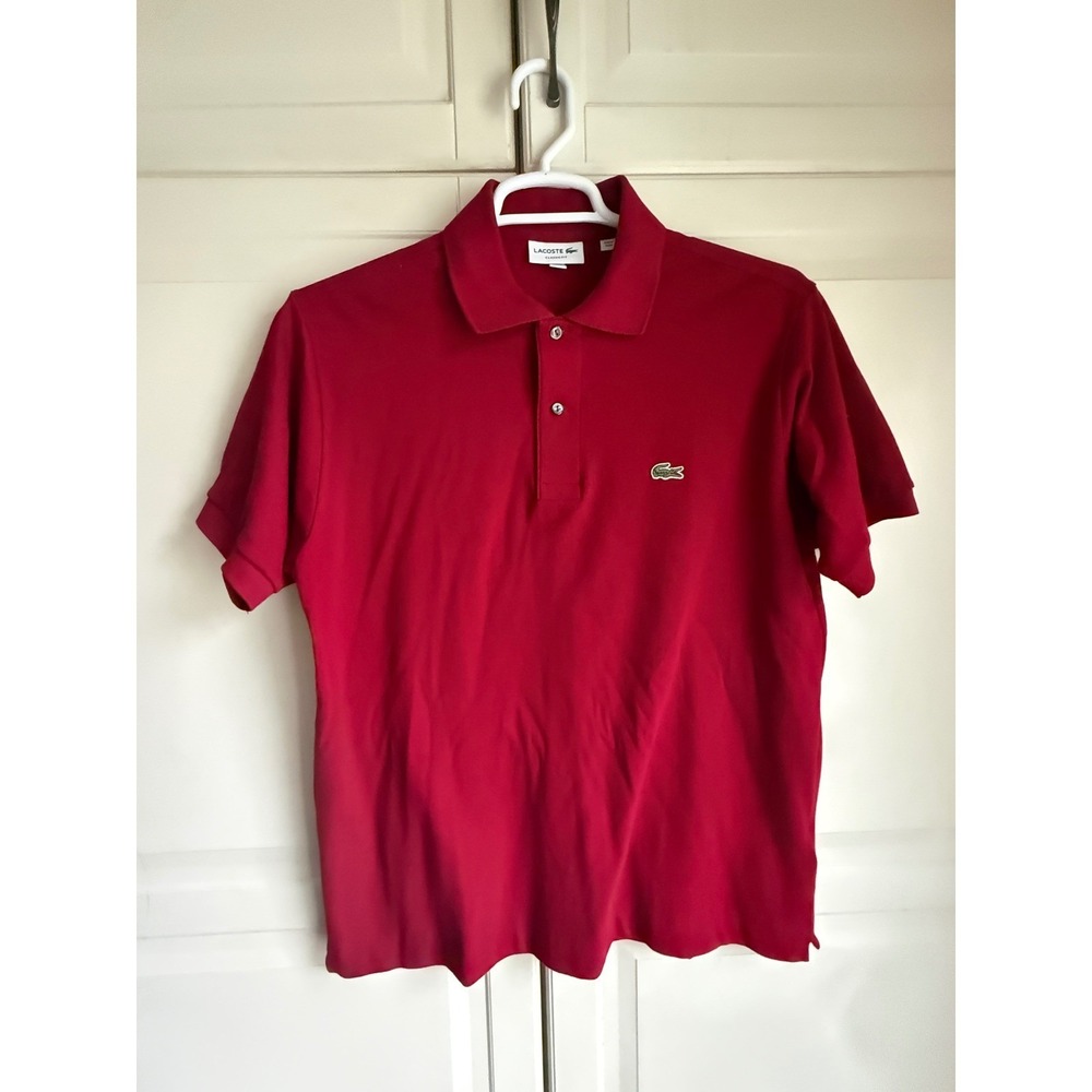 Lacoste Mens Classic Fit Polo Shirt Red Short Sleeve Cotton Pique US L FR 5